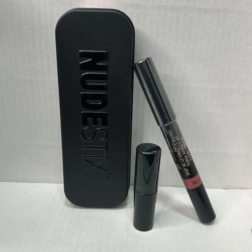 Nudestix Intense Matte Lip + Cheek Pencil Shade Belle 2.8g In Black Tin Case